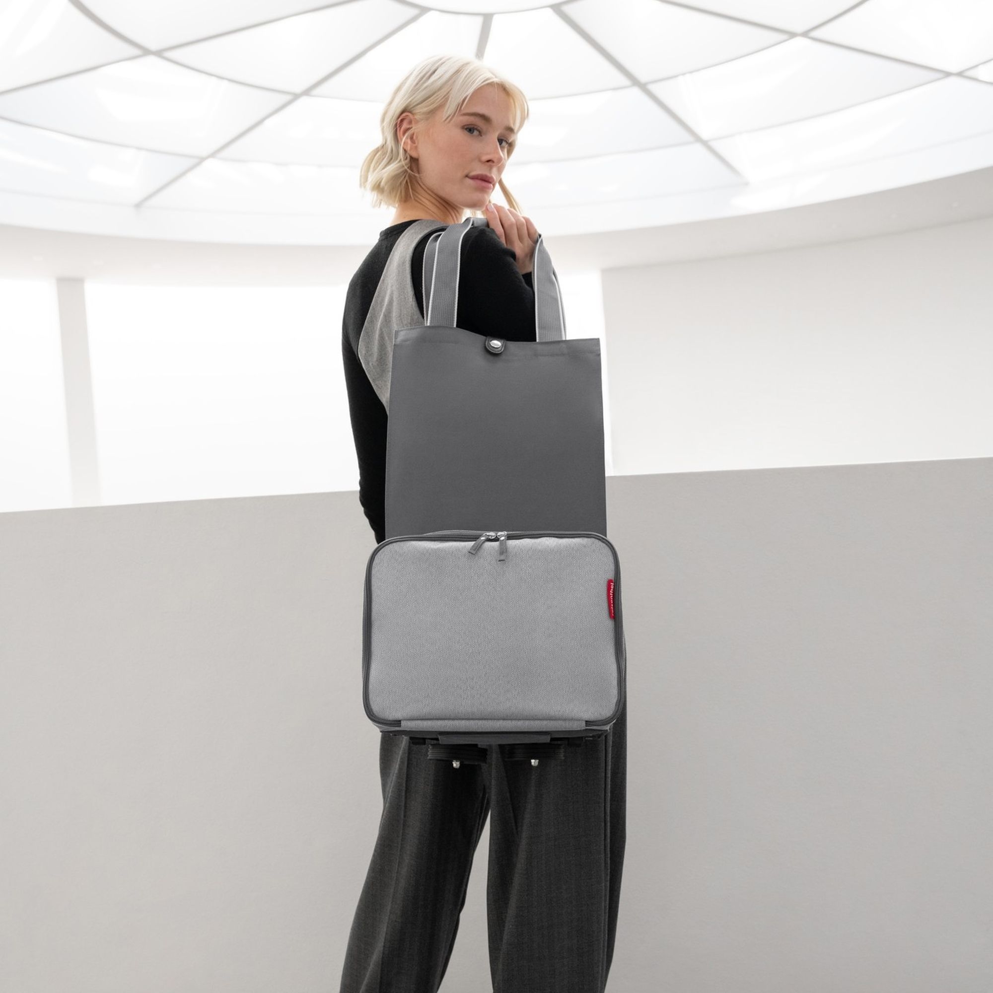 reisenthel - foldabletrolley - herringbone grey